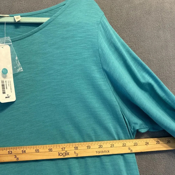 NWT Soft Surroundings Senja Button Back Tunic Top Plus Size 1X Tidal Wave Blue - Picture 8 of 9